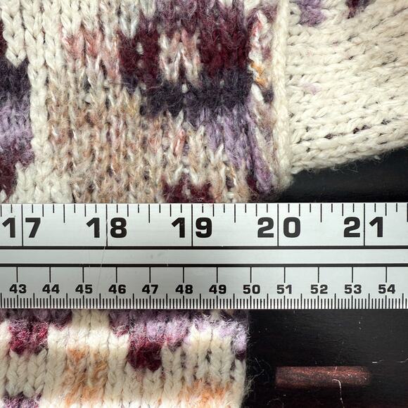 UO Kimchi Blue “Happiness” Chunky Knit Cardigan Sweater Y2K Cream Multi Size S - Picture 11 of 15